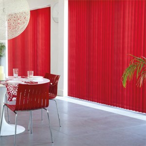 red vertical blinds